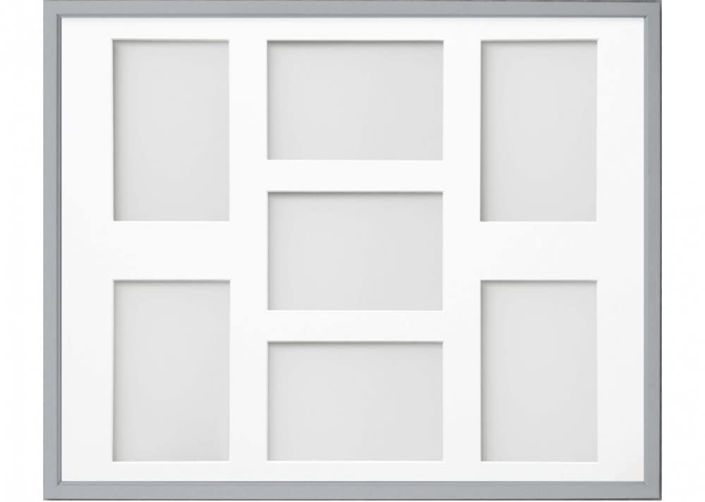 Frame Company Drayton Multi Aperture Photo Frame, Grey, 20x16 for 6x4 inch (x7)