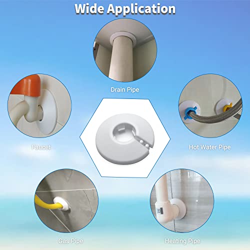 MroMax Fit 1/2 inch Outer Diameter Flange Water Pipe Cover Decoration White Pipe Cover Radiator PP Plastic 16mm(5/8\") Escutcheon Pipe Collar for Wall Pipe Tube Decoration 4Pcs