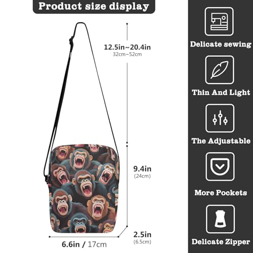 KLL Colorful Cartoon Animal Orangutan small messenger bag for women Vegan Leather over the shoulder bags for men Shopping Shoulder Handbag3