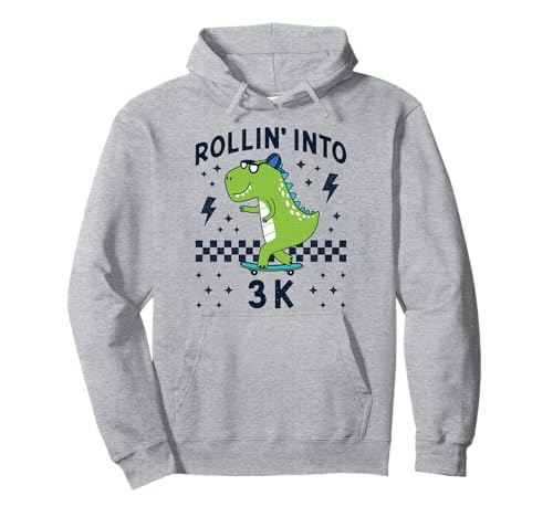 Rollin Into 3K Dinosaur Back to School Kid I’m Ready for 3 K Pullover Hoodie