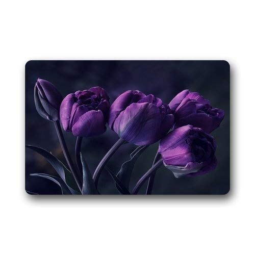 ZMvise - Felpudo de franela, diseño de tulipanes de flores, color morado Cover