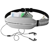 ランニング ポーチ 【駅伝優勝ランナーが認めた】 ウエスト バッグ 大容量 防水 軽量 スマホ ホルダー ボディバッグ フェス ユニセックス ジョギング ウォーキング 登山 釣り IkucheL (グレー 2つ口)