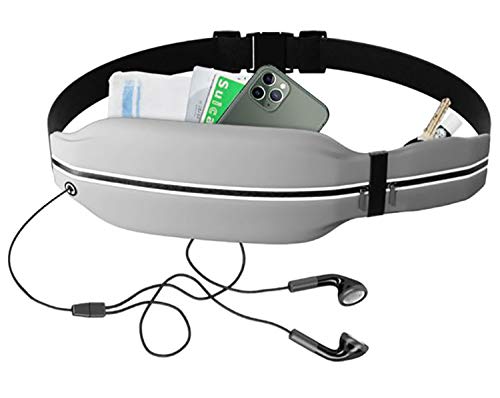 ランニング ポーチ 【駅伝優勝ランナーが認めた】 ウエスト バッグ 大容量 防水 軽量 スマホ ホルダー ボディバッグ フェス ユニセックス ジョギング ウォーキング 登山 釣り IkucheL (グレー 2つ口)