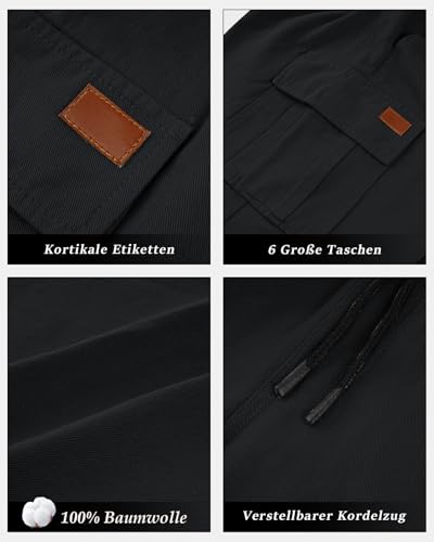 HMIYA Kurze Hosen Herren Cargo Shorts Baumwolle Bermuda Shorts Sommer Cargohose Herren kurz mit Taschen
