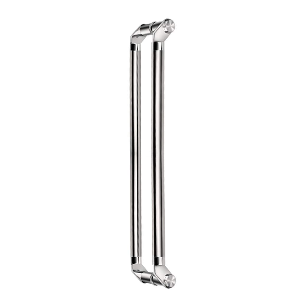 2 Pcs Poignée de Porte de Douche en Verre et Main Courante Inox Argenté Brossé