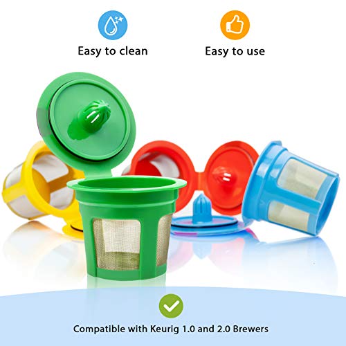 4 Reusable K Cups For Keurig - Universal Fit 1.0 & 2.0 Keurig Coffee Makers - 4 Colors Refillable Kcups Coffee Filters For All Keurig Brewers Family #TOP1