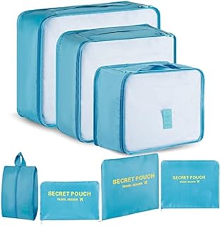 Amazon Brand - Umi Packing Cubes, 7PCS Packing Cubes for Suitcases, Travel Organiser Compression Packing Cubes, Travel Essentials Packing Cubes for Travel, Suitcase Organiser Bags, Watermelon