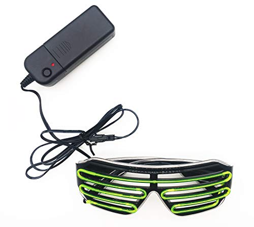J&L Glasses LED Light Up Shutter Glasses EL Wire Neon Glasses Sound Activated for Halloween Disco Bar Party3