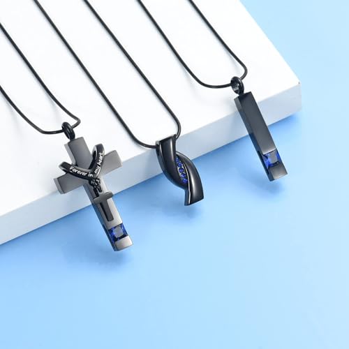 Hearbeingt 3 Pack Cremation Jewelry Urn Necklace for Ashes for Women Men, Cross Infinity Bar Urn Pendants for Human Ashes Adult Memorial Lockets Ash Jewelry3