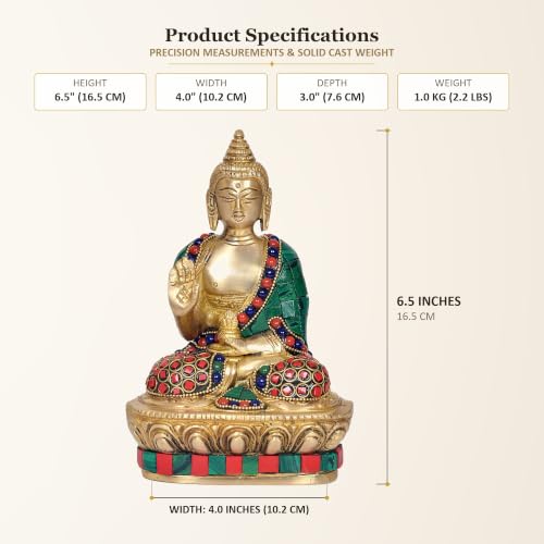 Image of AONA Divine Brass Buddha Idol - A Spiritual Masterpiece, Height : 6 Inch