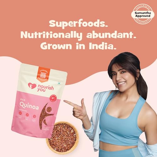 Image of Nourish You Premium Red Quinoa | High Protein Supergrain for Salads, Khichdi, Pulao & Healthy Meals | Gluten Free, Rich in Fiber & Antioxidants | 500g Pack Pack of 5
