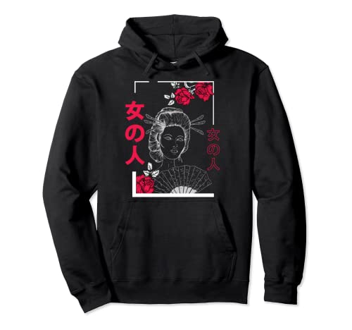 Japonés Geisha E-Girl Grunge Urbano Estética Sudadera con Capucha