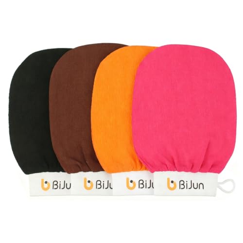 BiJun Exfoliating Glove Moroccan Kessa Scrub Exfoliating Gloves Deep Exfoliating Mitt Body Scrub Premium Scrub Wash Mitt Body Skincare at Home Shower or Bath Exfoliating Mitts for Dead Skin Remover