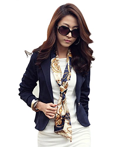 Blazer feminino de manga comprida Bestgift, Azul, US S(Asian M)