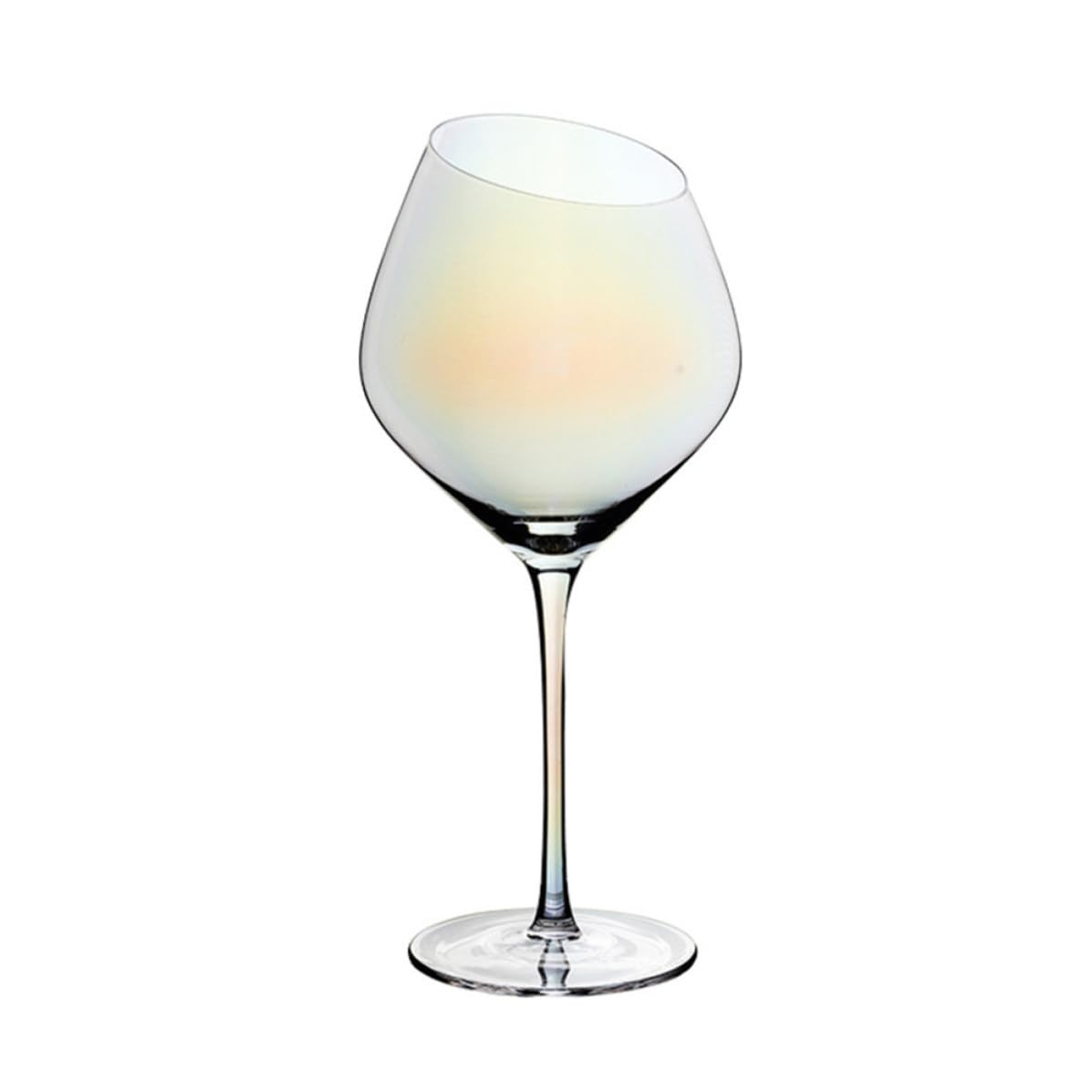 Copa inclinada de vidrio para vino tinto, elegancia y diseño creativo para mesas de boda