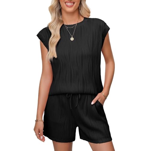 Survêtement de détente pour femme en maille texturée haut de gamme et short ajustable
