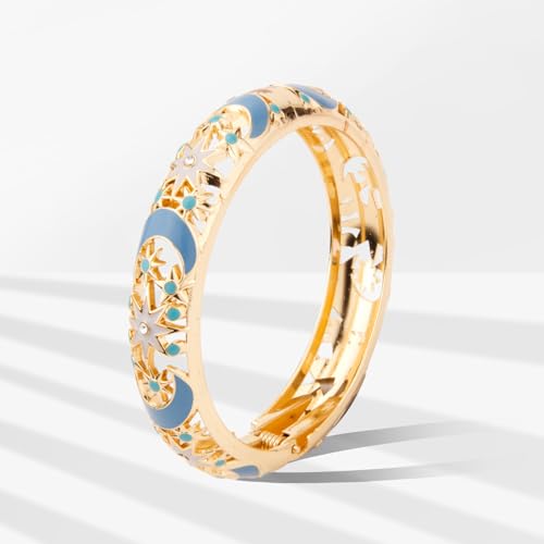 Image of wynameleri Modern Cloisonne Bracelet Geometric Enamel Cuff Bangles Hinged Bracelet Jewelry for Women Gift Box 184136
