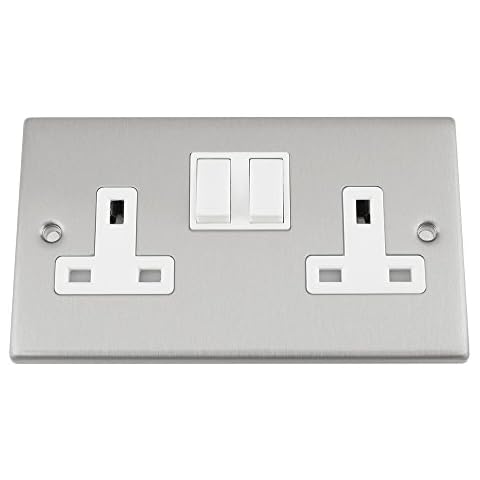 Square Satin Matt Chrome Double Wall Socket Cover