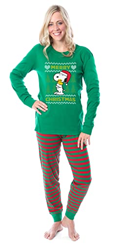 INTIMO Peanuts Christmas Ugly Sweater Tight Fit Cotton Matching Family Pajama Set2