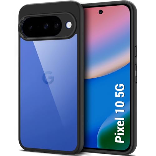 Image of TheGiftKart Ultra-Hybrid Shockproof Back Cover Case for Google Pixel 10 | Camera Protection Bump | Hard Back Cover Case for Pixel 10 (PC & TPU, Transparent Clear Back, Black Sides)
