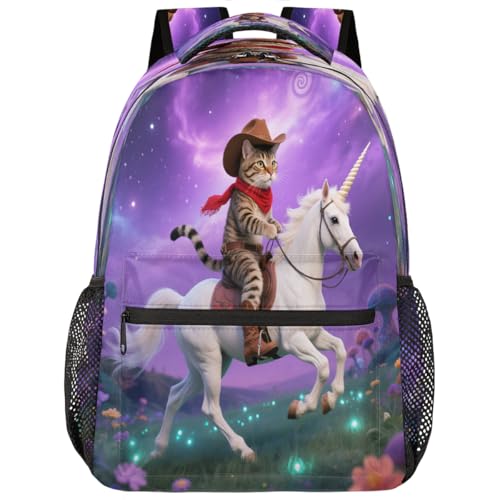 Mochila para laptop 15.6 diseño de gato vaquero unisex