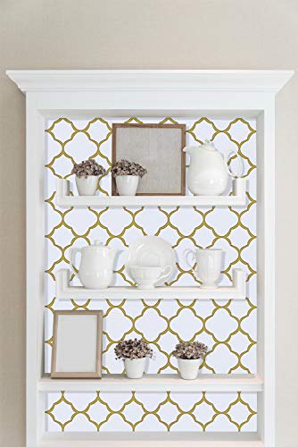 Feisoon White And Gold Contact Paper Peel And Stick Wallpaper Removable Wallpaper Modern Self Adhesive Wallpaper For Bedroom Wall Kitchen Backsplash Furniture Cabinet Home Decor Vinyl Roll 17.7"X78.7" #TOP3