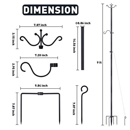 Outdoor Patio String Lights Poles - 2 Pack Metal Light Poles 9Ft Black With Hooks & Wire Rope For Backyard, Wedding, Garden, Christmas & Holidays #TOP6