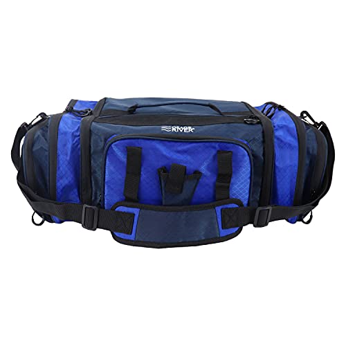 Osage River Fishing Tackle Bag, Large Waterproof Fishing Bag With Padded Shoulder Strap, Ripstop Soft Sided Tackle Bag With Fishing Pliers Holder, Blue #TOP12