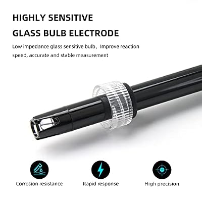 Replacement PH Probe Electrode Sensor with BNC Connector for Hydroponic Aquarium Laboratory Meter Controller Device, Low Impedance Corrosion-Resistant Tester Kit