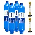 Hourleey 4 Pack RV Inline Water Filter with 2 Flexible Hose Protector, Reduce Bad Taste, Odors, Rust, Fluoride, Chlorine and Sediment in Drinking Water, Dedicated for RVs Campers Marines
