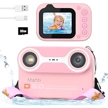 Mafiti Kids Waterproof Camera Underwater Camera 10FT with 32GB Card Floatable Pool Toys Gifts for Kids Age 4-12 26MP Photos 1080P HD Videos Children Selfie Digital Camera Pink