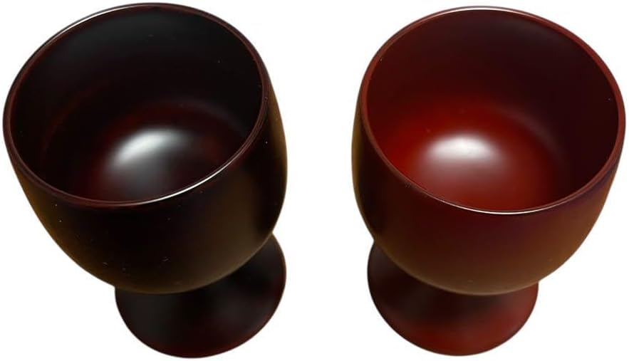 木製足付き酒杯 根来と溜 2客組 本漆塗り 山中漆器