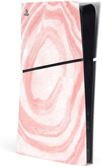 Skinit Decal Gaming Skin Compatible with PS5 Slim Digital Edition Console - Pink Gold and Black Marble Design