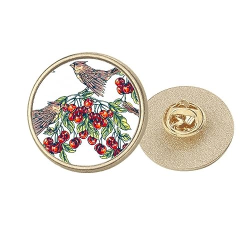 Broche ronde oiseau fruit doré M pour sublimer un manteau uni sans effort