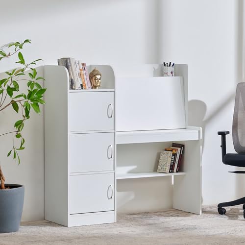 Image of Home Centre | Helios Alton Study Desk | Study Table for Home Office | Engineered Wood | White | 1 Year Warranty
