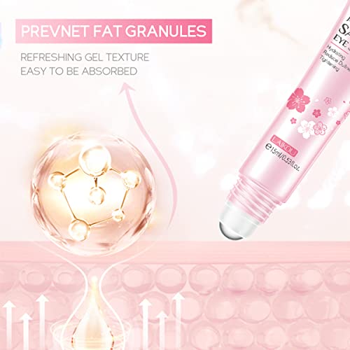 Akary 2-In-1 Sakura Eye Serum And Eye Roller, Eye Massager Roller Lifting, Eye Cream For Nourishing Relieve Eye Bags, Dark Circles, And Puffiness, Fine Lines, Under Eye Treatment Cream #TOP4