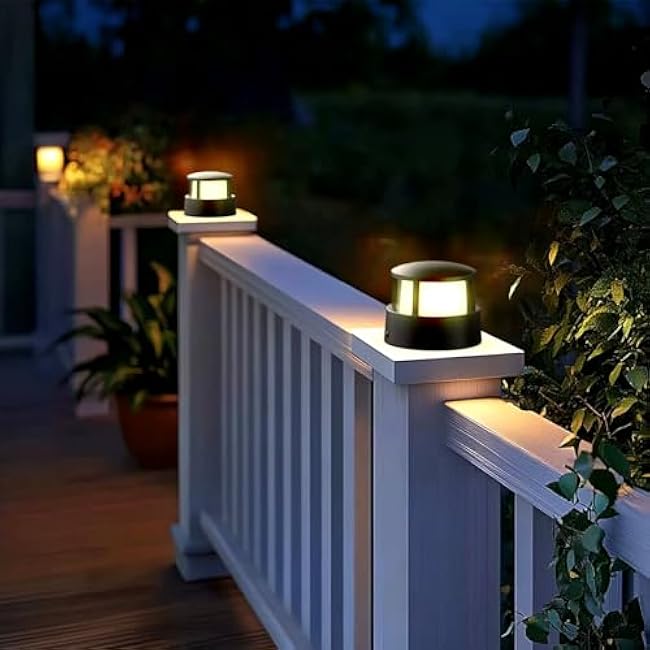 Pillar Lights,Round 5 X 5 in Outdoor Post Light,Outdoor Column lamp, Deck/Fence/Post Cap Lights,lamp Post,High Voltage Wired Waterproof Aluminum Post Light,IP65(Round, 5X5IN)