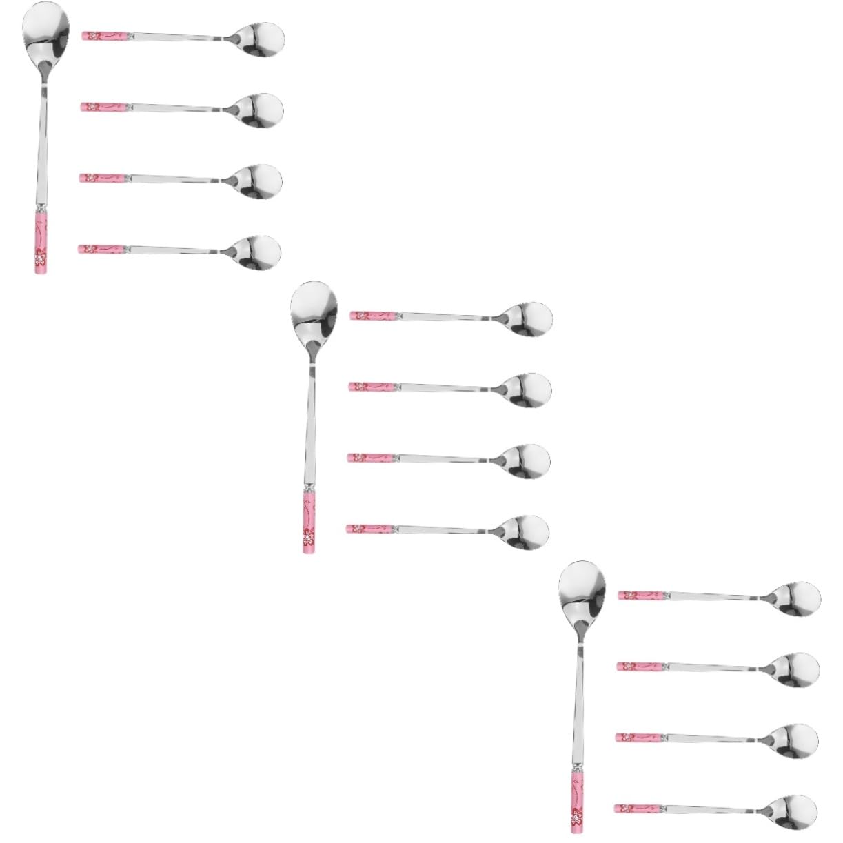 TOYANDONA 3 Series Cuchara De Comedor Portátil Cuchara Para Helado Forma Pequeño Cucharadas Café Exprés Cuchara De Café Cucharas De Agitación De Acero Inoxidable Postres Rosa 5 Piezas X 3