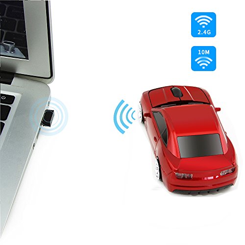 Sport Car Shape 2.4Ghz Wireless Mouse Optical Gaming Mouse Cool Mice With Usb Receiver For Pc Laptop Computer, 3 Button 1600Dpi (Red) #TOP5