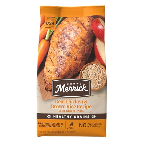 Merrick Healthy Grains Premium Adult Dry Dog Food, Wholesome And Natural Kibble With Chicken And Brown Rice - 12.0 lb. Bag