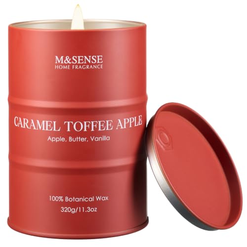 Image of M&SENSE Caramel Toffee Apple Scented Soy Candles,11.3 oz Fall Candle Non Toxic,Aromatherapy Candle for Stress Relief Meditation Relaxing