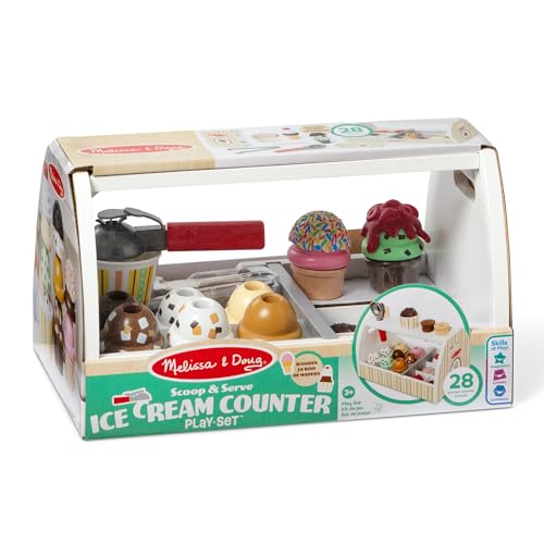 Miniatura 3 de MELISSA & DOUG - Puesto de Helados Madera 28 Piezas: Heladería con 8 Bolas de Helado, Conos y Más - Juguetes Niños 3 Años, Regalo Niño 3 Años, Accesorios Cocinita Infantil