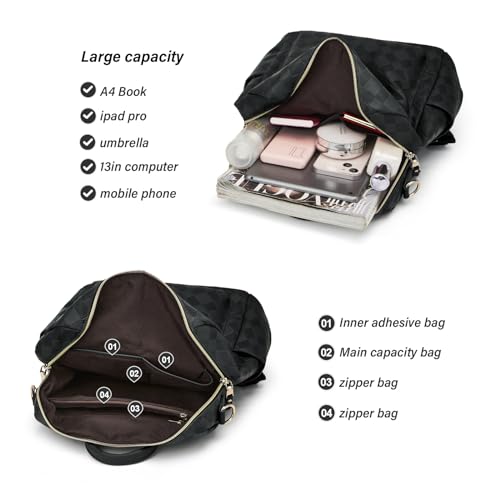 Image of Backpacks for Women Fashion PU Leather Bag Multipurpose Design Convertible Satchel Bag Travel Backpack Handbag and Purse 2Pcs