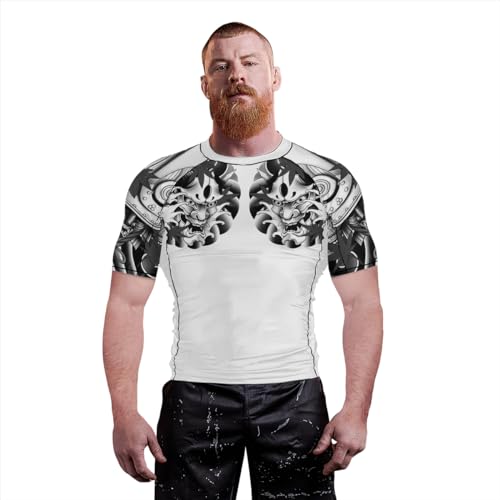 Samurai Ranked Jiu Jitsu Rash Guard for BJJ MMA Training Grappling Short Sleeve Men’s Baselayer Top4