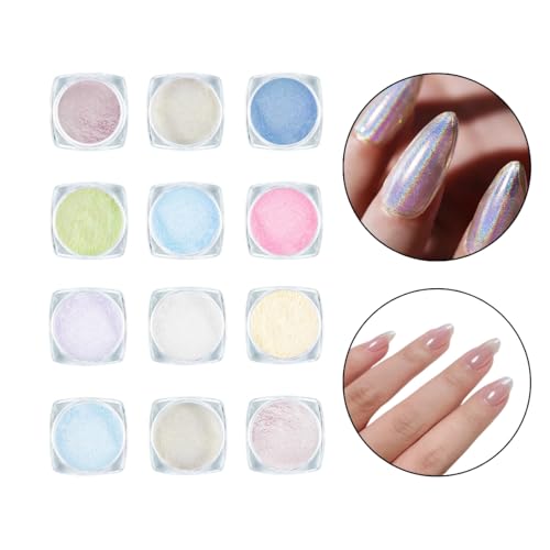 Kit 12 Pó Sereia Nail Art Cintilante Candy Color Furta-Cor