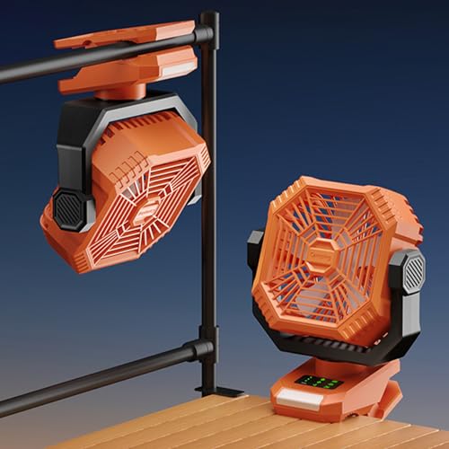 Ventilador de sobremesa recargable con luz led y oscilación para camping y hogar 7