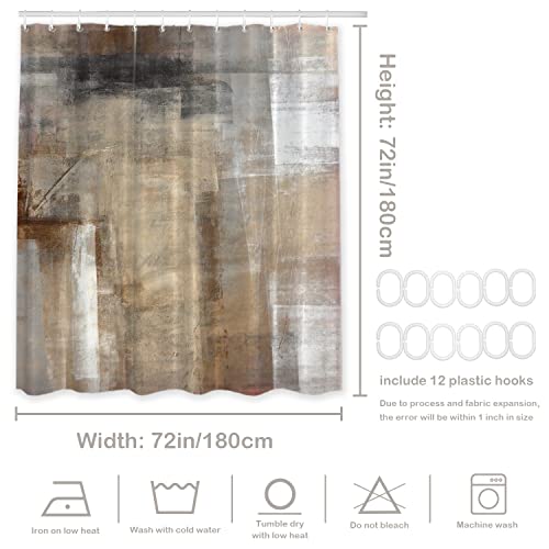 Batmerry Brown Beige Abstract Art Decorative Shower Curtain, Brown Art Abstract Acrylic Painting Shower Curtain Cute Long Wide Shower Curtain With Rust Proof Grommets For Bathroom Waterproof Washable #TOP5
