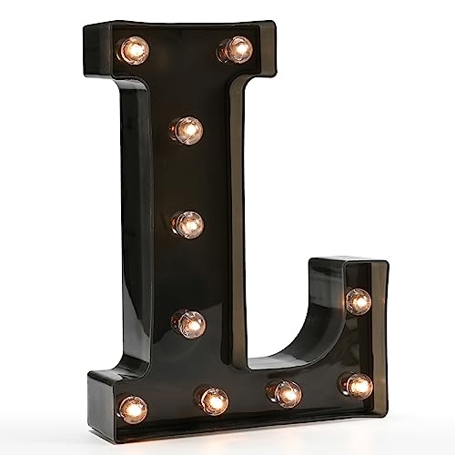 OYCBUZO Light Up Black Alphabet Marquee Letters Sign LED Marquee Number Lights Sign for Night Light Home Bar Christmas Lamp Birthday Party Wedding Decoration L