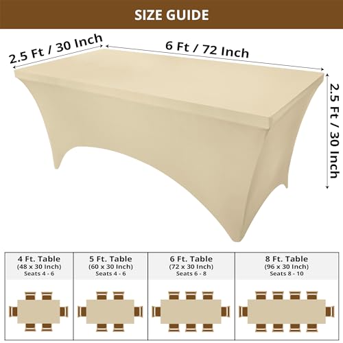 image for Utopia Kitchen Spandex Tablecloth 2 Pack [6FT, Champagne] Tight, Fitte