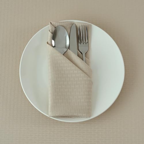 Image of maxmill Cloth Napkins 20 x 20 Inch Weaved Texture Pattern Soft Comfortable and Luxury Serviette for Restaurant Family Dinners Weddings Parties and Banquets Set of 4 Pieces, Natural